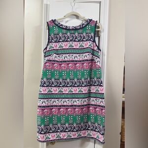 Talbots Multicolor Backless Dress with Green, Pink, and Navy b4